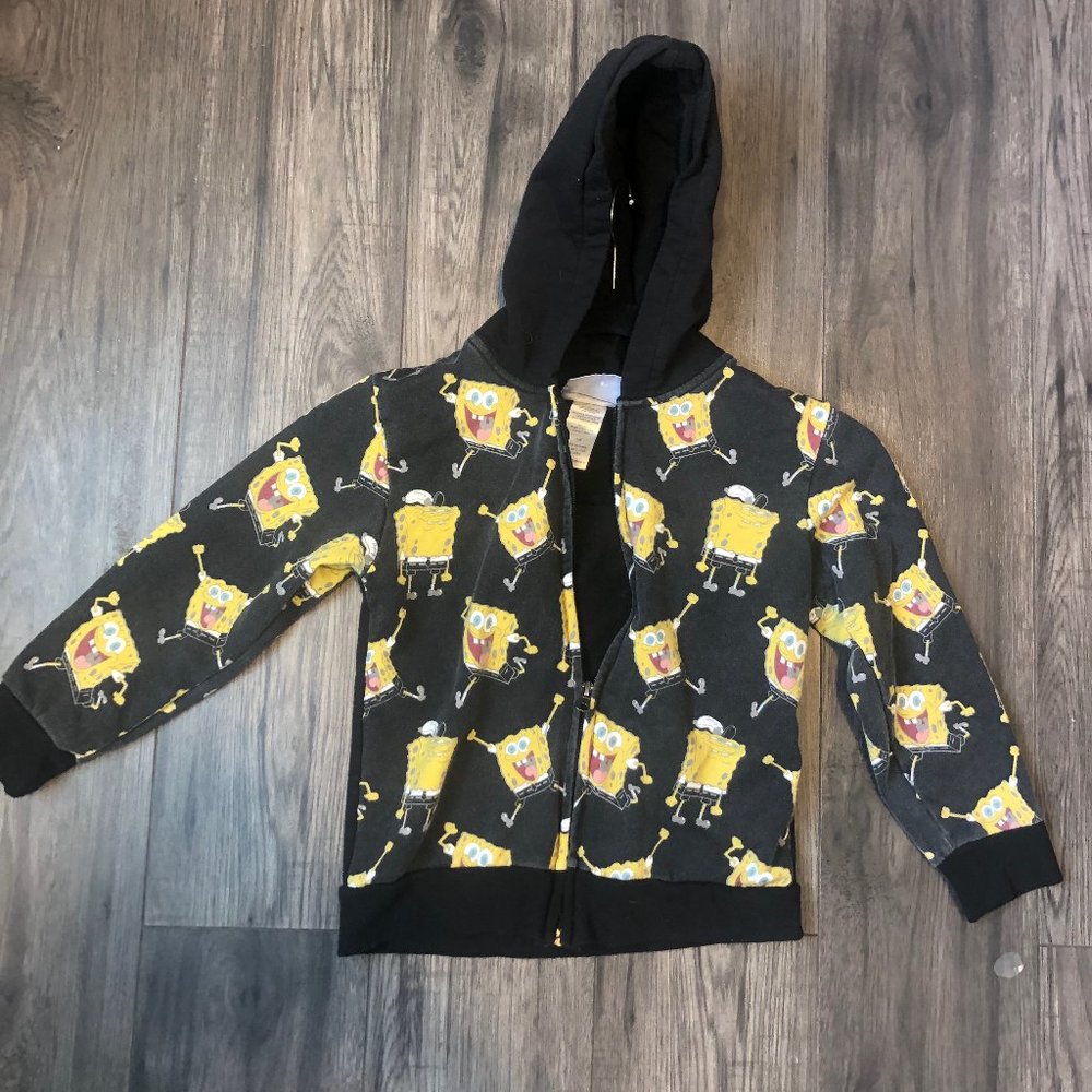 New Black SpongeBob Squarepants Jacket/Hoodie-Kids-Boys Size 5/6